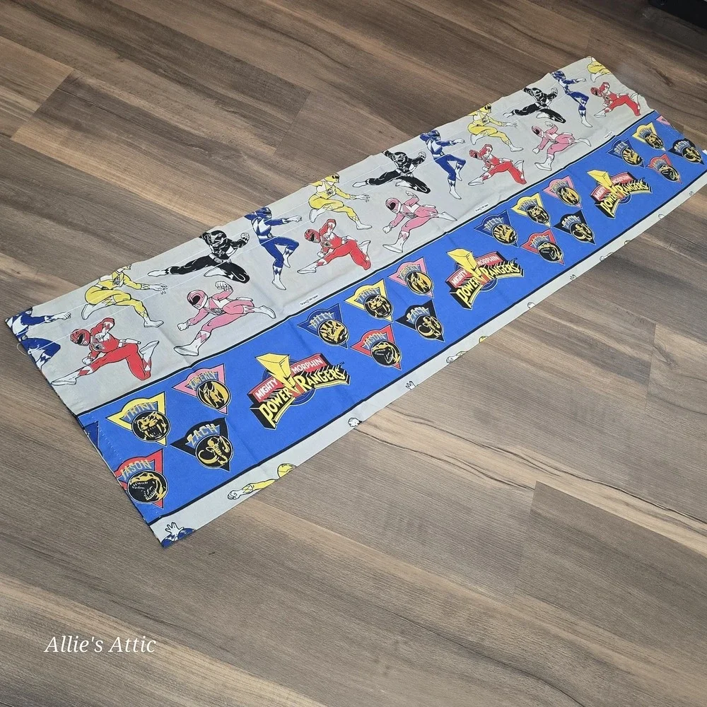 Power Rangers Valance Curtain 1995 Blue Boys Girls Vintage Room Decor 61x17